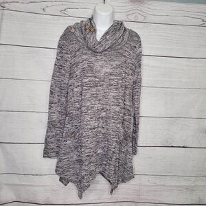 Women's Cowl Neck Assymetrical Tunic Top Medium